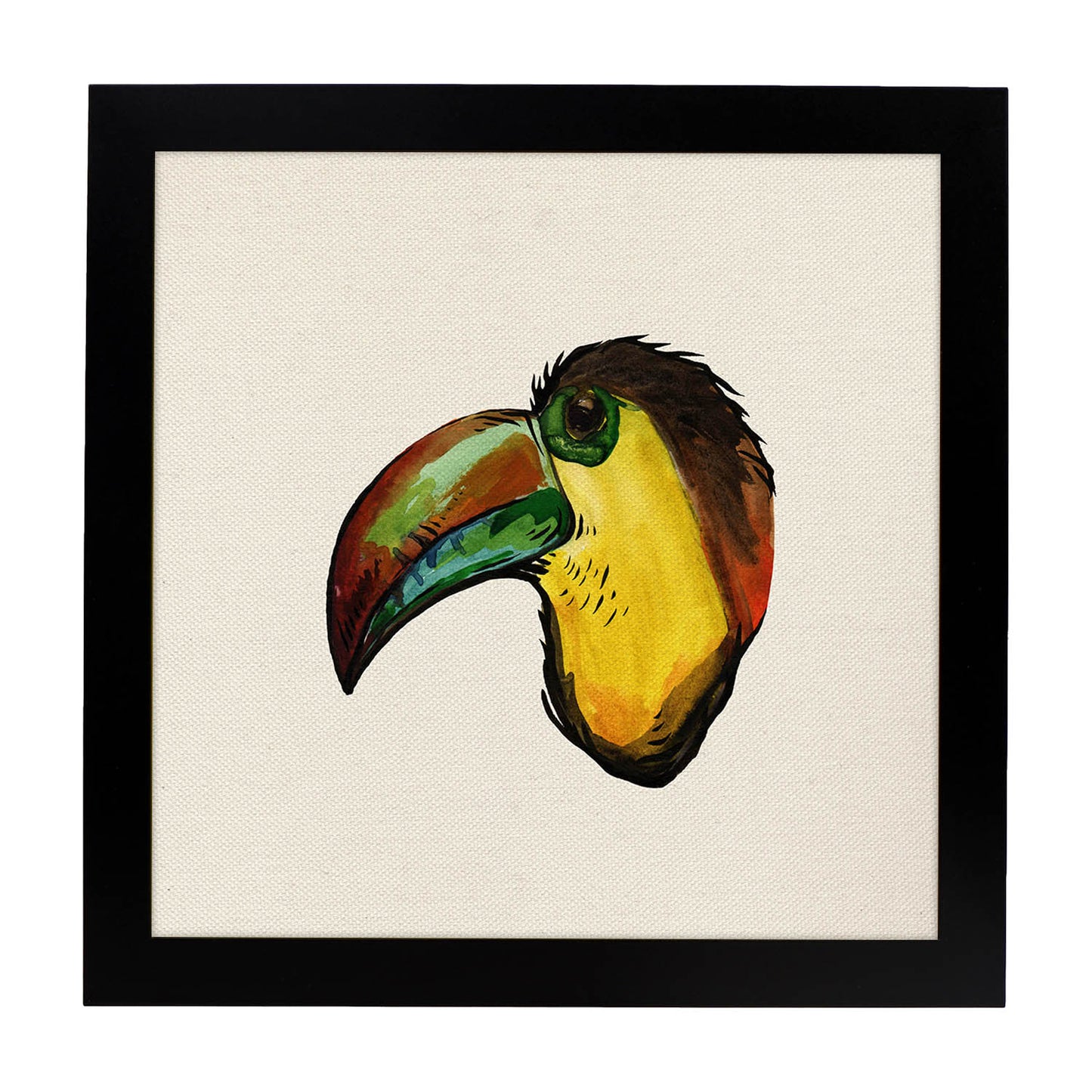 Poster cuadrado con dibujos de pájaros. Lámina Shelpie, ilustrada con dibujos de pajaros y periquitos.-Artwork-Nacnic-20x20 cm-Marco Negro-Nacnic Estudio SL