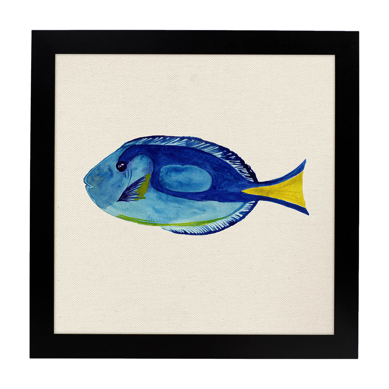 Poster cuadrado con dibujos de peces. Lámina Pez azulón, ilustrada con dibujos de peces y animales del mar.-Artwork-Nacnic-25x25 cm-Marco Negro-Nacnic Estudio SL