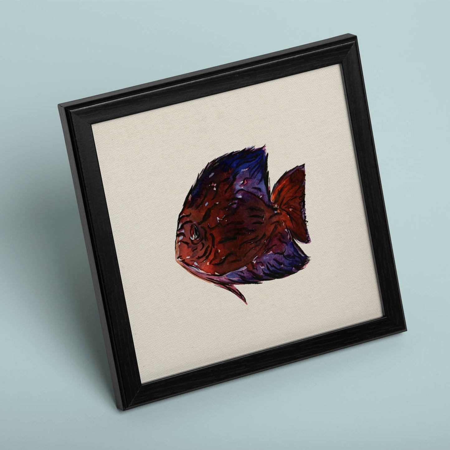 Poster cuadrado con dibujos de peces. Lámina Pez en su salsa, ilustrada con dibujos de peces y animales del mar.-Artwork-Nacnic-Nacnic Estudio SL