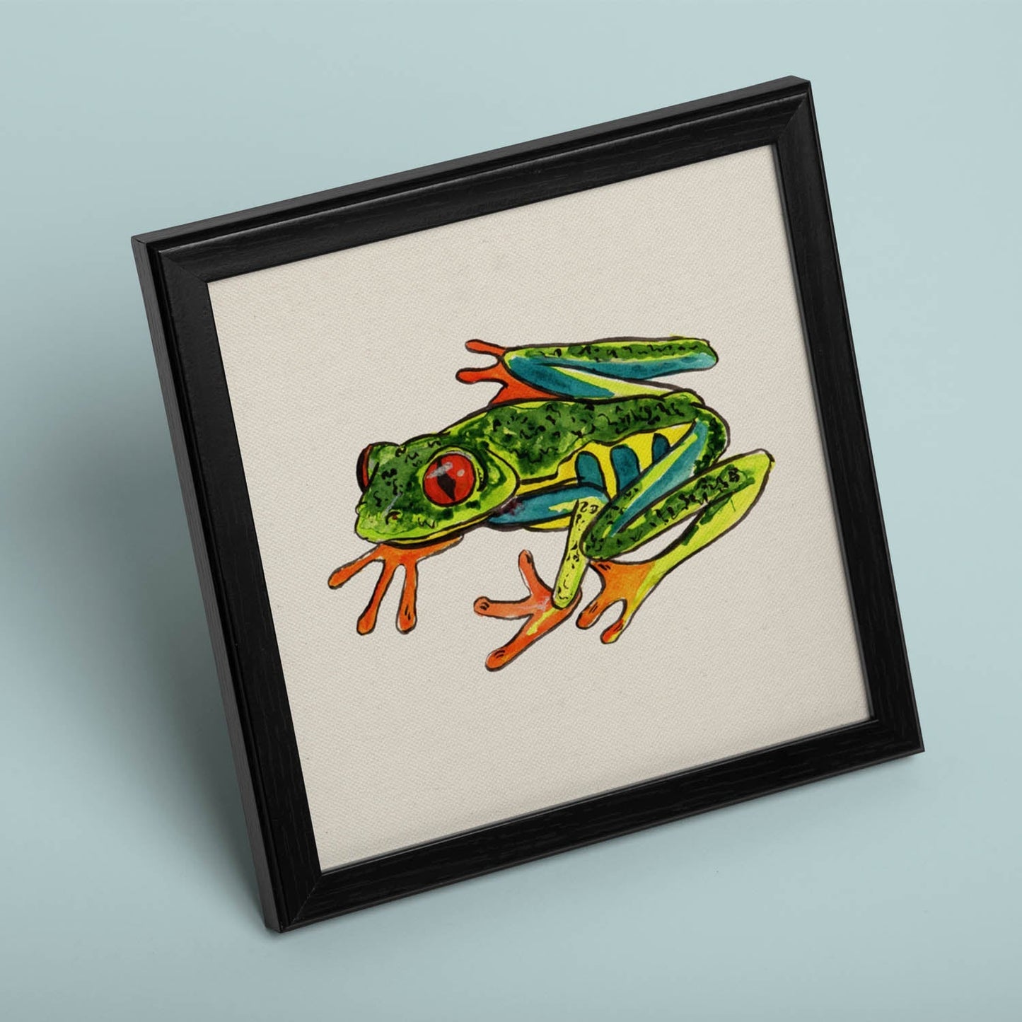 Poster cuadrado con dibujos de ranas y tortugas. Lámina Ranita saltarina, ilustrada con dibujos de tortugas, ranas, y sapos.-Artwork-Nacnic-Nacnic Estudio SL