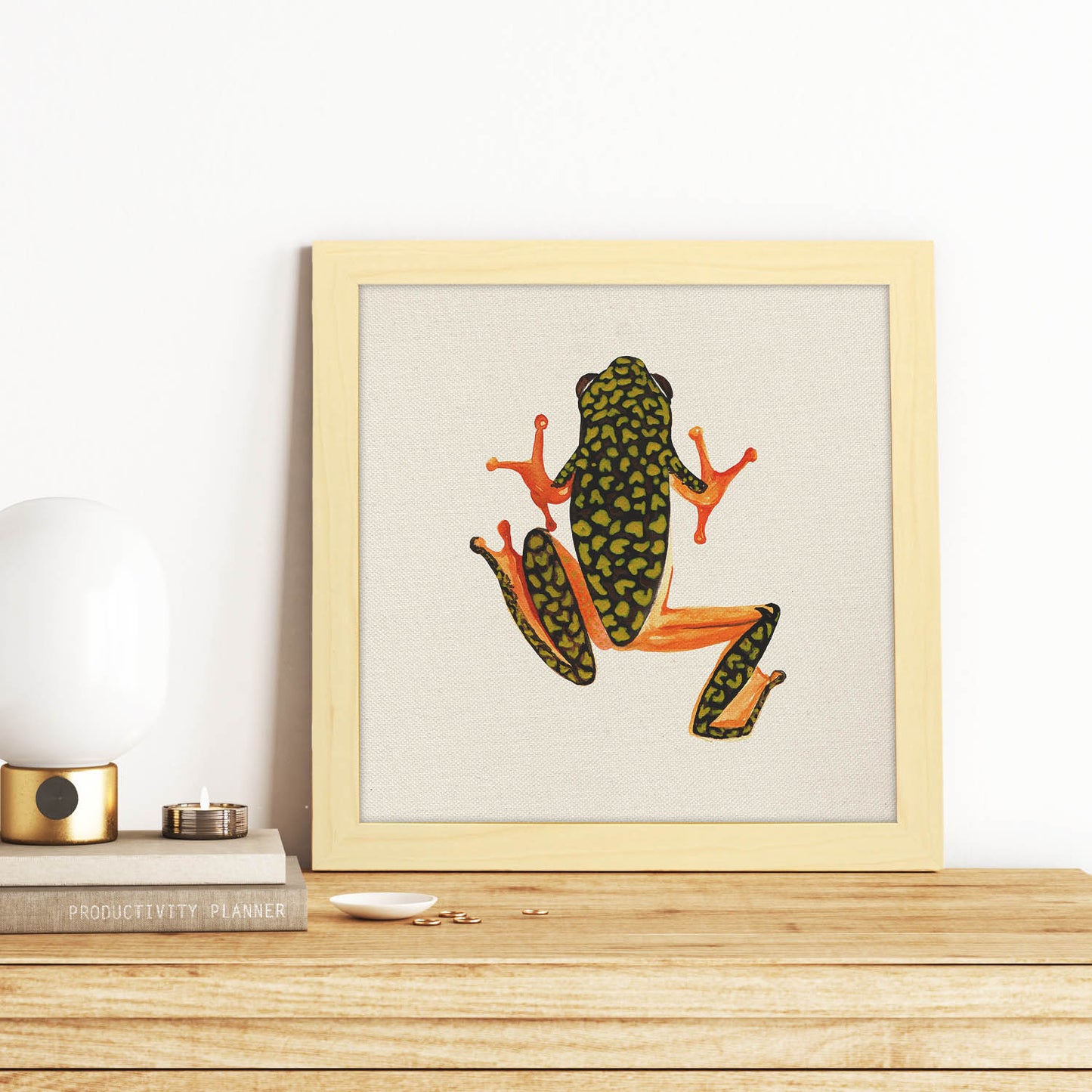Poster cuadrado con dibujos de ranas y tortugas. Lámina Salta conmigo, ilustrada con dibujos de tortugas, ranas, y sapos.-Artwork-Nacnic-Nacnic Estudio SL