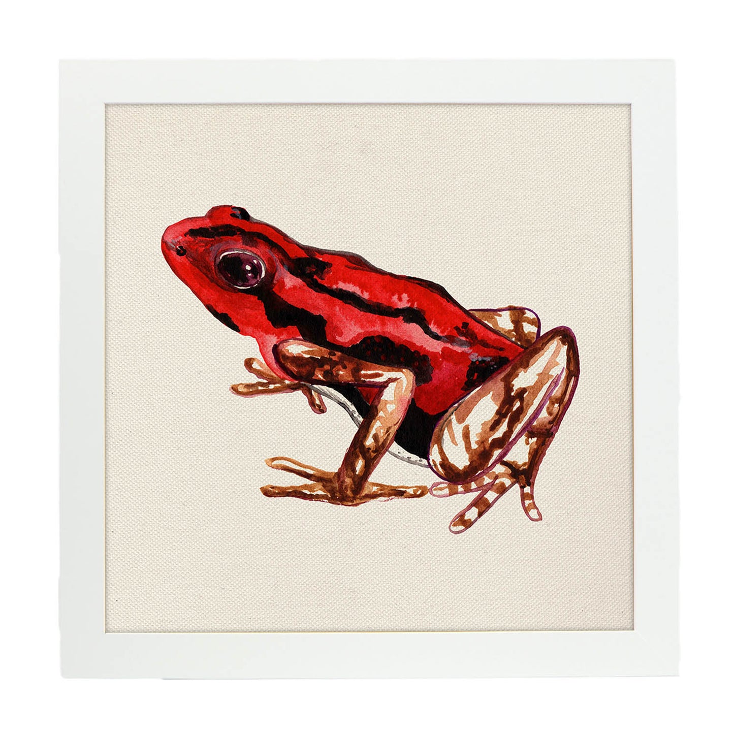 Poster cuadrado con dibujos de ranas y tortugas. Lámina Soy de fresa, ilustrada con dibujos de tortugas, ranas, y sapos.-Artwork-Nacnic-25x25 cm-Marco Blanco-Nacnic Estudio SL