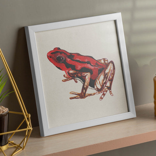 Poster cuadrado con dibujos de ranas y tortugas. Lámina Soy de fresa, ilustrada con dibujos de tortugas, ranas, y sapos.-Artwork-Nacnic-Nacnic Estudio SL