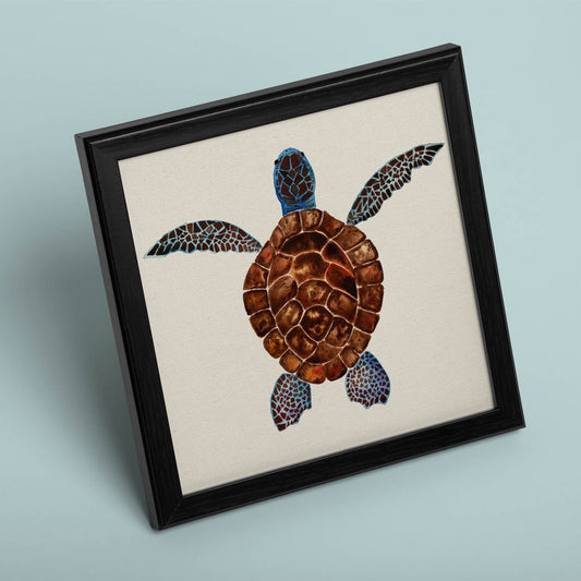 Poster cuadrado con dibujos de ranas y tortugas. Lámina Tortuguita, ilustrada con dibujos de tortugas, ranas, y sapos.-Artwork-Nacnic-Nacnic Estudio SL