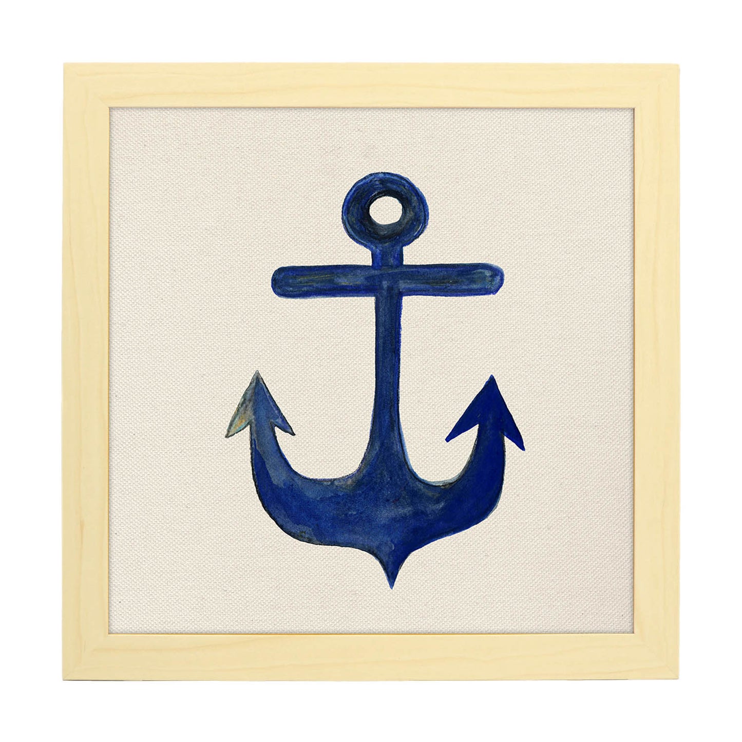 Poster cuadrado con dibujos del mar. Lámina Ancla mi vida, ilustrada con dibujos del mar y el océano.-Artwork-Nacnic-25x25 cm-Marco Madera clara-Nacnic Estudio SL