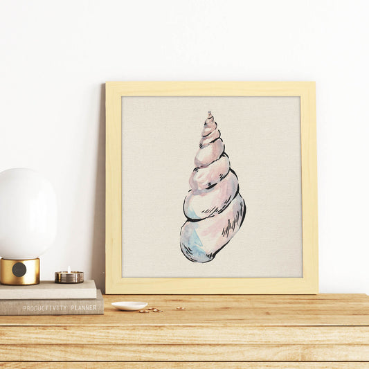 Poster cuadrado con dibujos del mar. Lámina Caracola de cristal, ilustrada con dibujos del mar y el océano.-Artwork-Nacnic-Nacnic Estudio SL