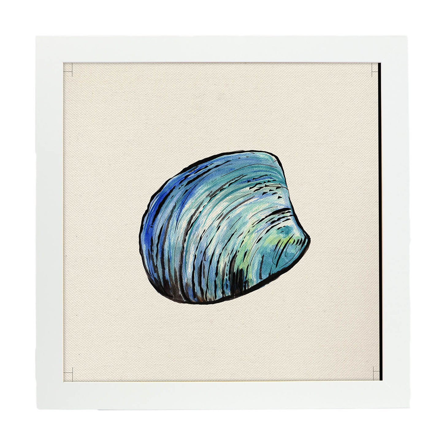 Poster cuadrado con dibujos del mar. Lámina Concha conchita, ilustrada con dibujos del mar y el océano.-Artwork-Nacnic-20x20 cm-Marco Blanco-Nacnic Estudio SL