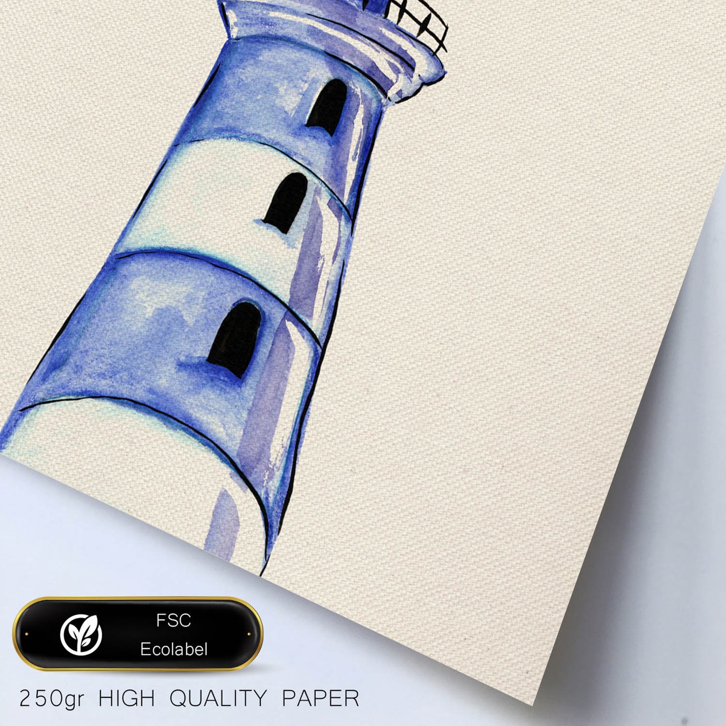 Poster cuadrado con dibujos del mar. Lámina Faro encantado, ilustrada con dibujos del mar y el océano.-Artwork-Nacnic-Nacnic Estudio SL