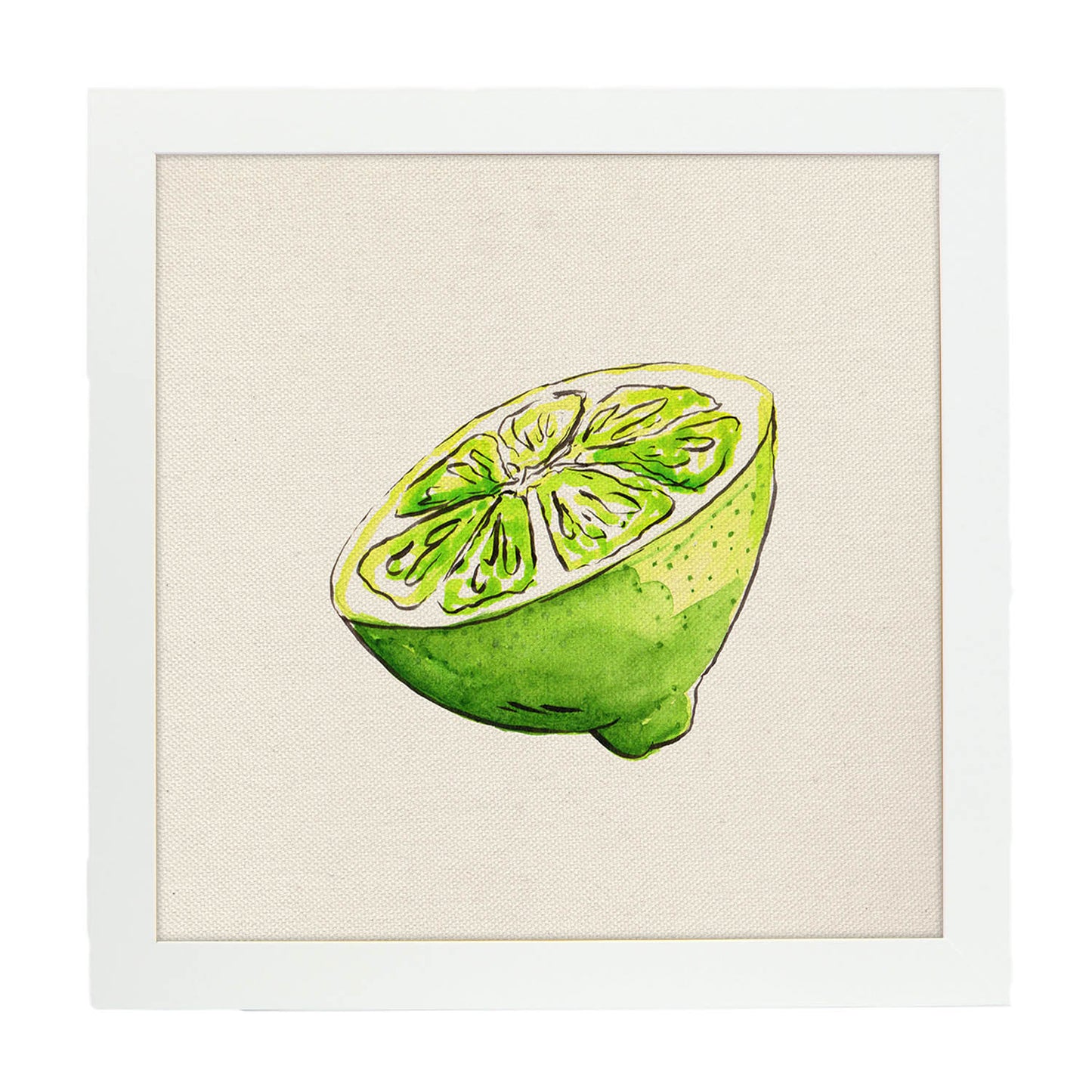 Poster cuadrado de Ácido cítrico. Lámina de frutas y verduras de forma cuadrada, ilustrada con dibujos a color.-Artwork-Nacnic-25x25 cm-Marco Blanco-Nacnic Estudio SL
