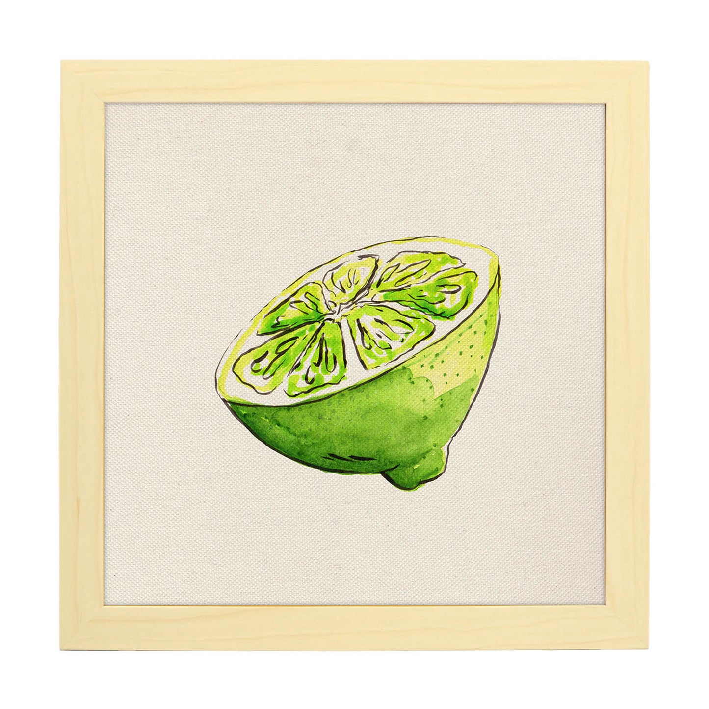 Poster cuadrado de Ácido cítrico. Lámina de frutas y verduras de forma cuadrada, ilustrada con dibujos a color.-Artwork-Nacnic-25x25 cm-Marco Madera clara-Nacnic Estudio SL