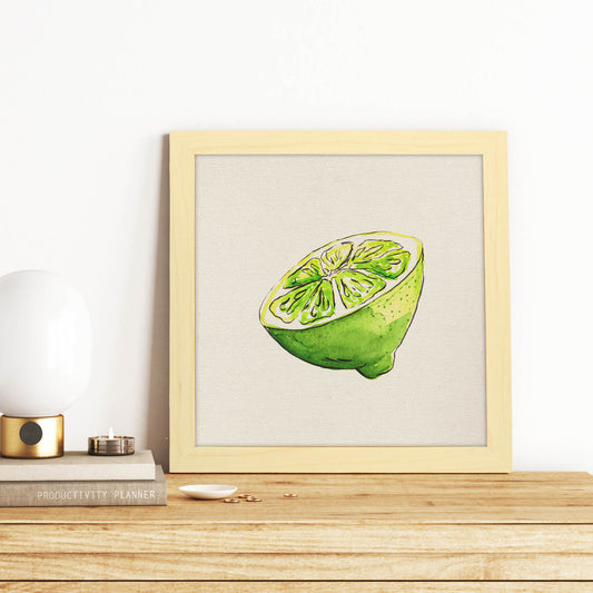 Poster cuadrado de Ácido cítrico. Lámina de frutas y verduras de forma cuadrada, ilustrada con dibujos a color.-Artwork-Nacnic-Nacnic Estudio SL