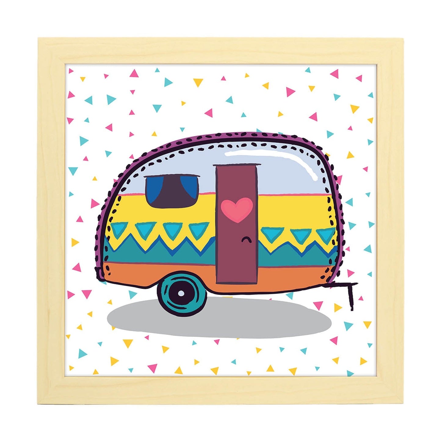 Poster cuadrado de caravanas. Lámina Caravana corazon-Artwork-Nacnic-20x20 cm-Marco Madera clara-Nacnic Estudio SL