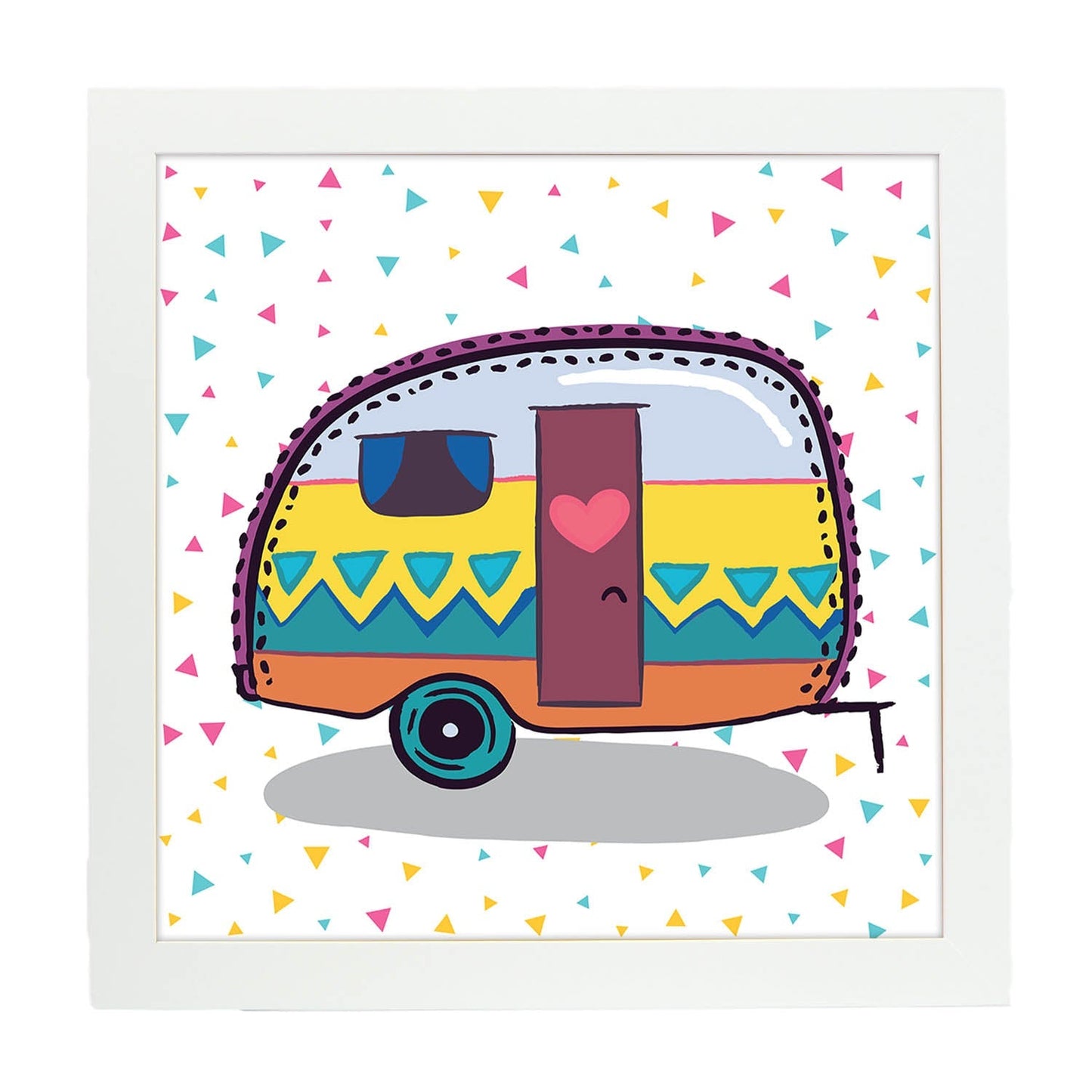 Poster cuadrado de caravanas. Lámina Caravana corazon-Artwork-Nacnic-25x25 cm-Marco Blanco-Nacnic Estudio SL