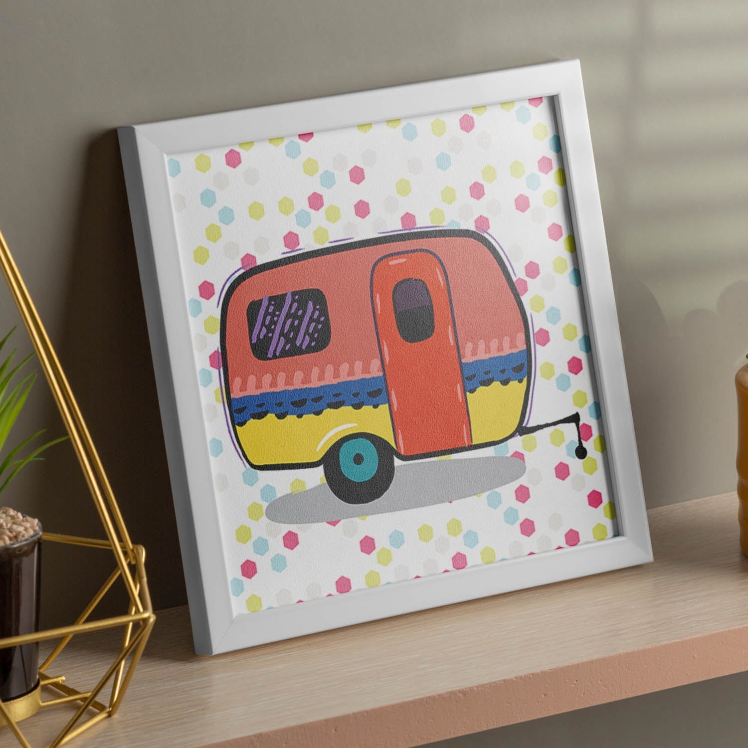 Poster cuadrado de caravanas. Lámina Caravana mix-Artwork-Nacnic-Nacnic Estudio SL