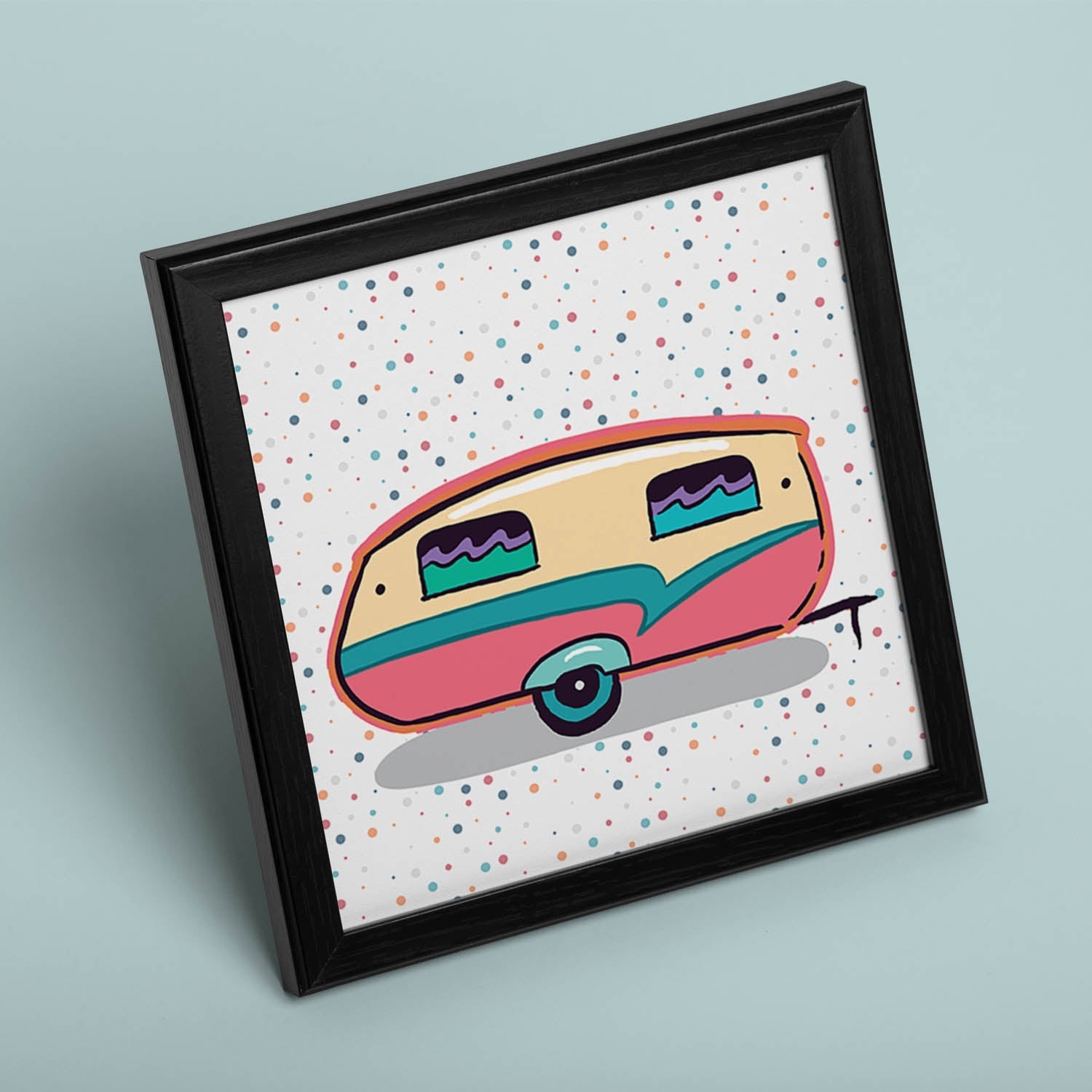 Poster cuadrado de caravanas. Lámina Caravana rosa vainilla-Artwork-Nacnic-Nacnic Estudio SL