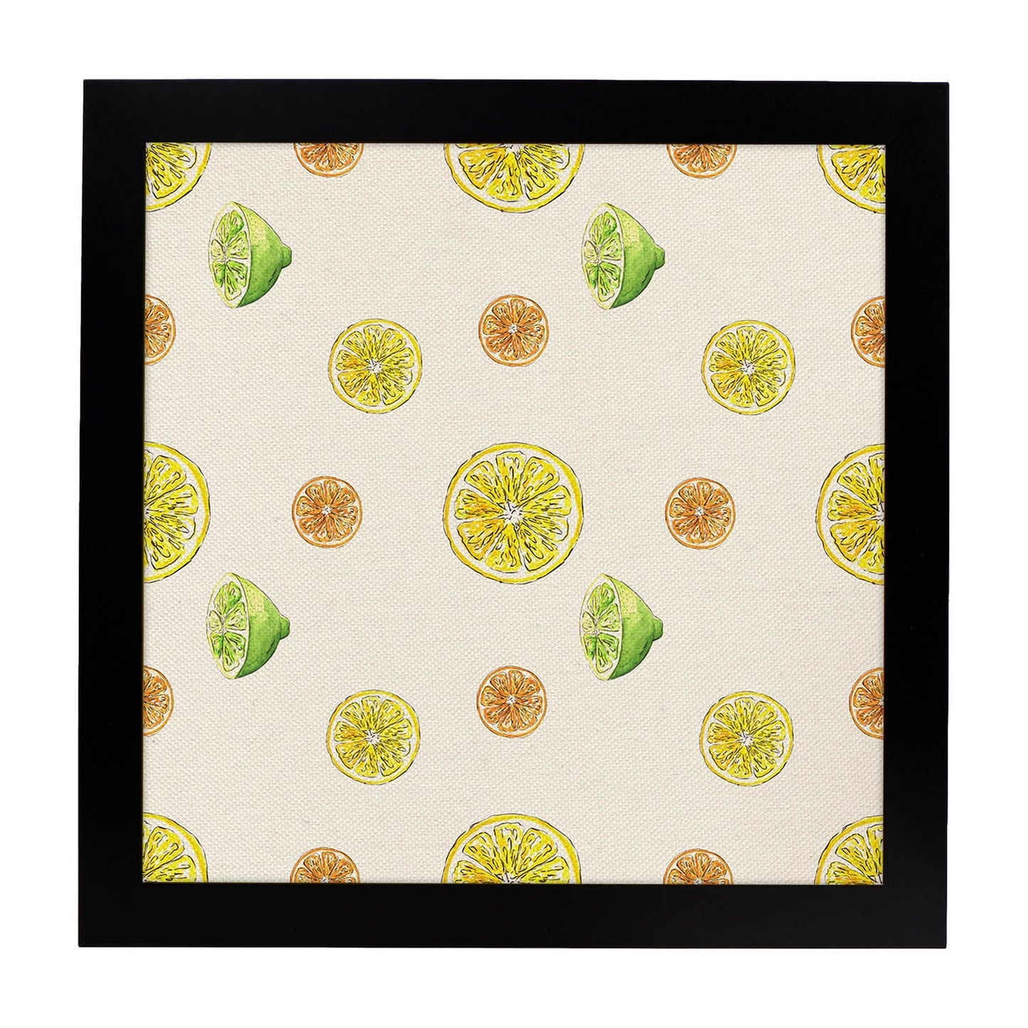 Poster cuadrado de Frutas ácidas. Lámina de frutas y verduras de forma cuadrada, ilustrada con dibujos a color.-Artwork-Nacnic-20x20 cm-Marco Negro-Nacnic Estudio SL