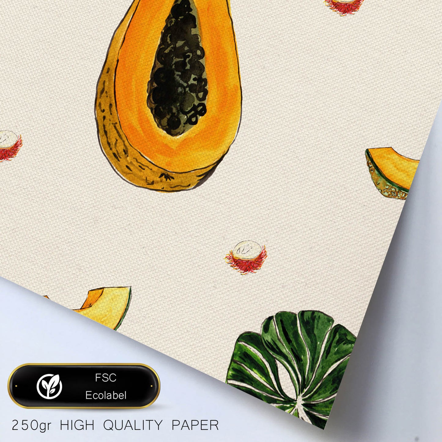 Poster cuadrado de Paciflura. Lámina de frutas y verduras de forma cuadrada, ilustrada con dibujos a color.-Artwork-Nacnic-Nacnic Estudio SL