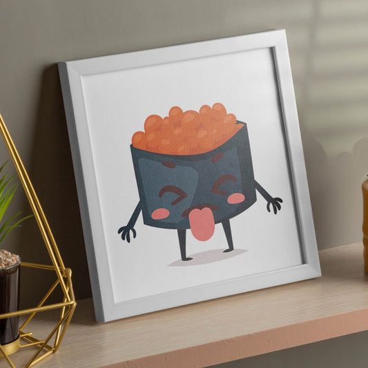 Poster cuadrado de sushi. Lámina Sushi caviar, con dibujos de sushi, onigiri, y otras comidas japonesas.-Artwork-Nacnic-Nacnic Estudio SL