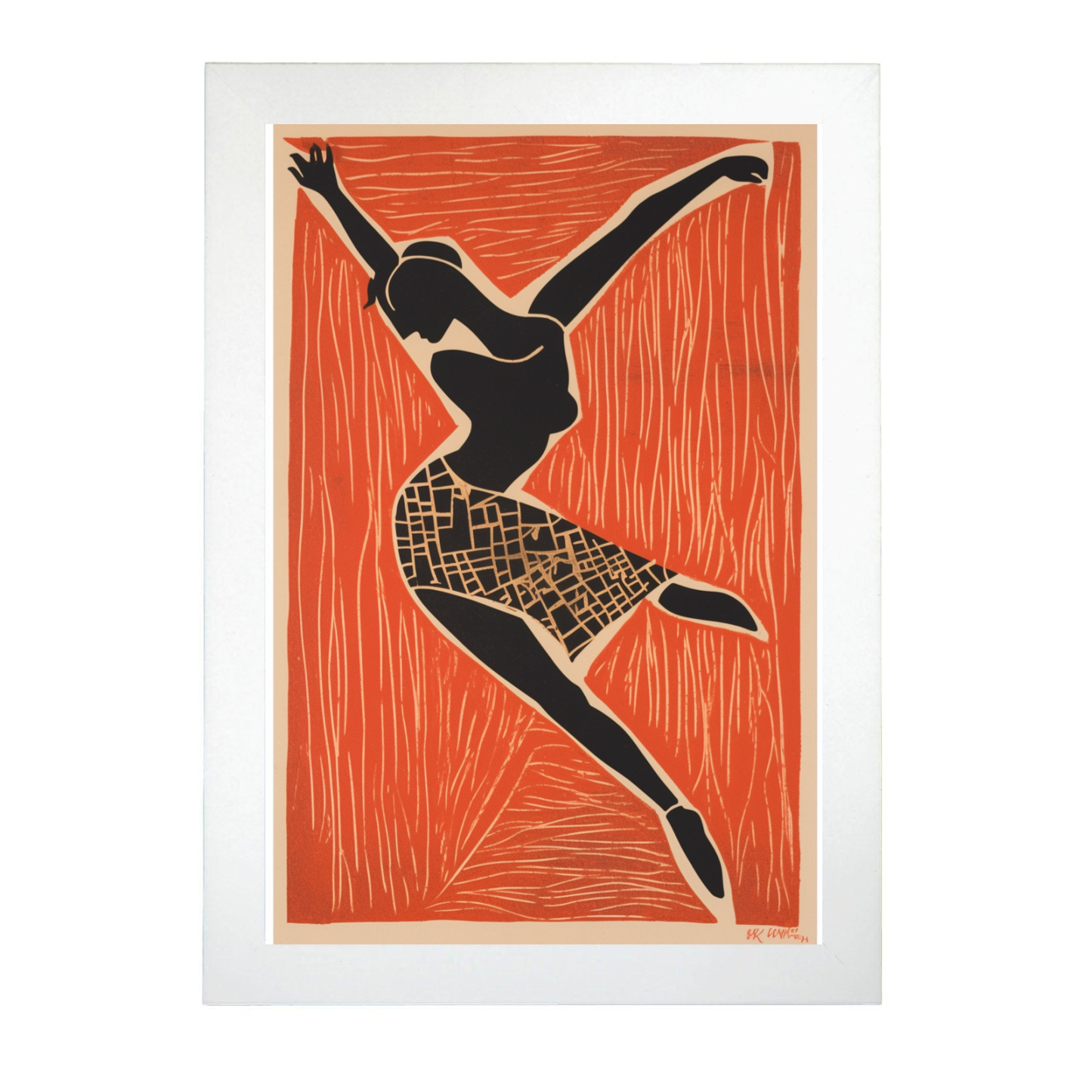 Lámina Minimalista Danza Abstracta en Bloque de Madera