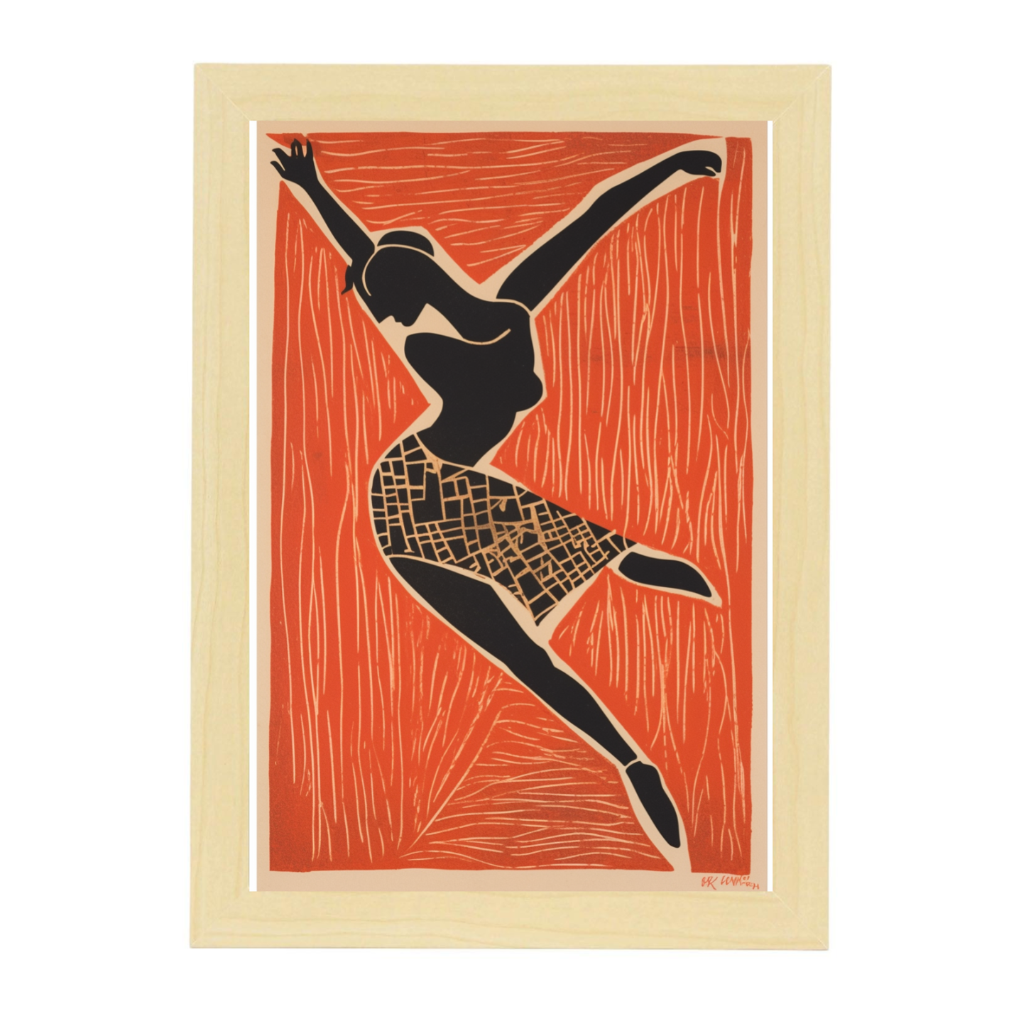 Lámina Minimalista Danza Abstracta en Bloque de Madera