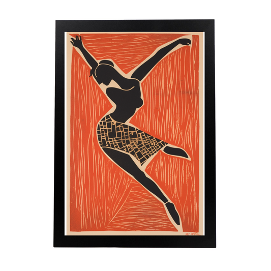 Lámina Minimalista Danza Abstracta en Bloque de Madera