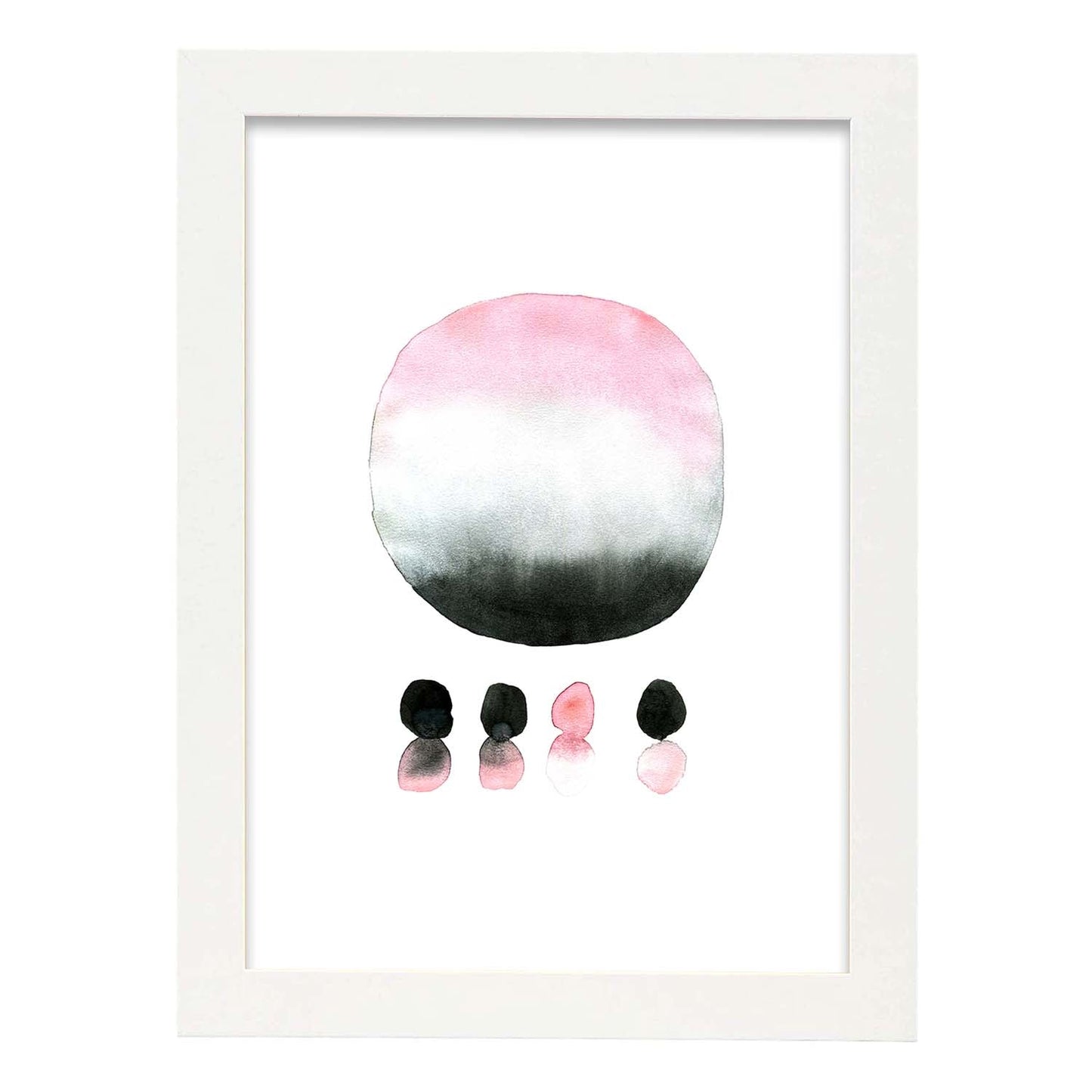 Poster de Abstracto rosa negro circular. Lámina colorida con diseño nórdico.-Artwork-Nacnic-A4-Marco Blanco-Nacnic Estudio SL