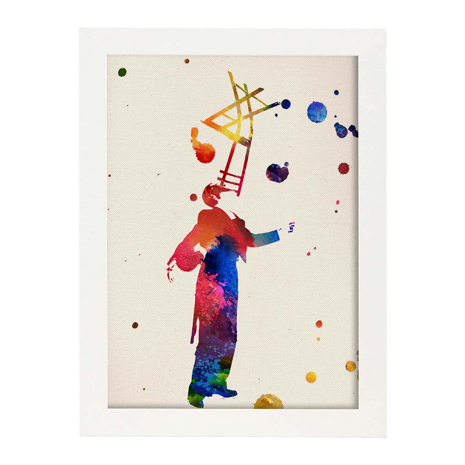Poster de Acrobata con diseño acuarela. Mix de láminas con estilo acuarela-Artwork-Nacnic-A3-Marco Blanco-Nacnic Estudio SL