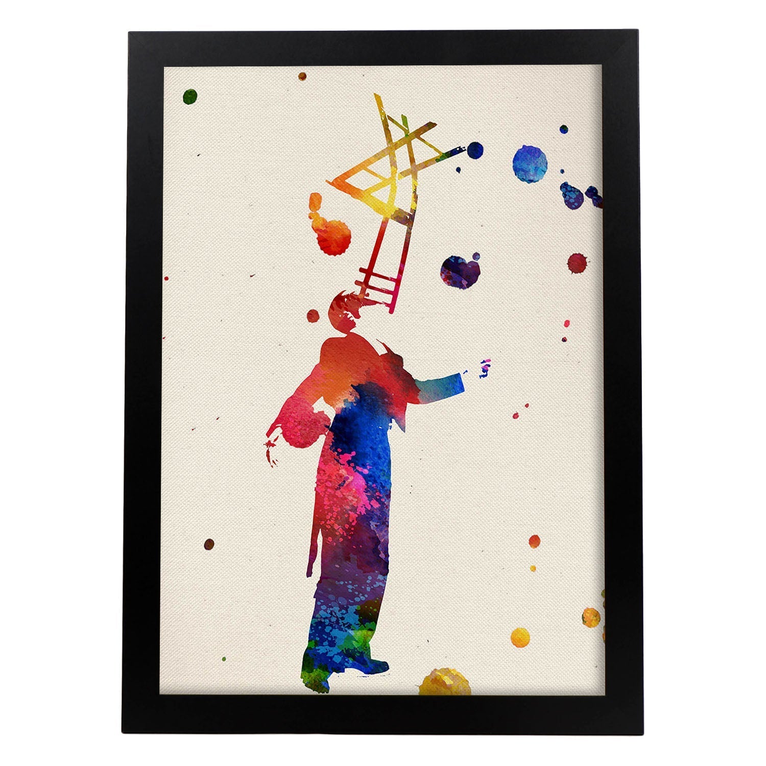 Poster de Acrobata con diseño acuarela. Mix de láminas con estilo acuarela-Artwork-Nacnic-A4-Marco Negro-Nacnic Estudio SL