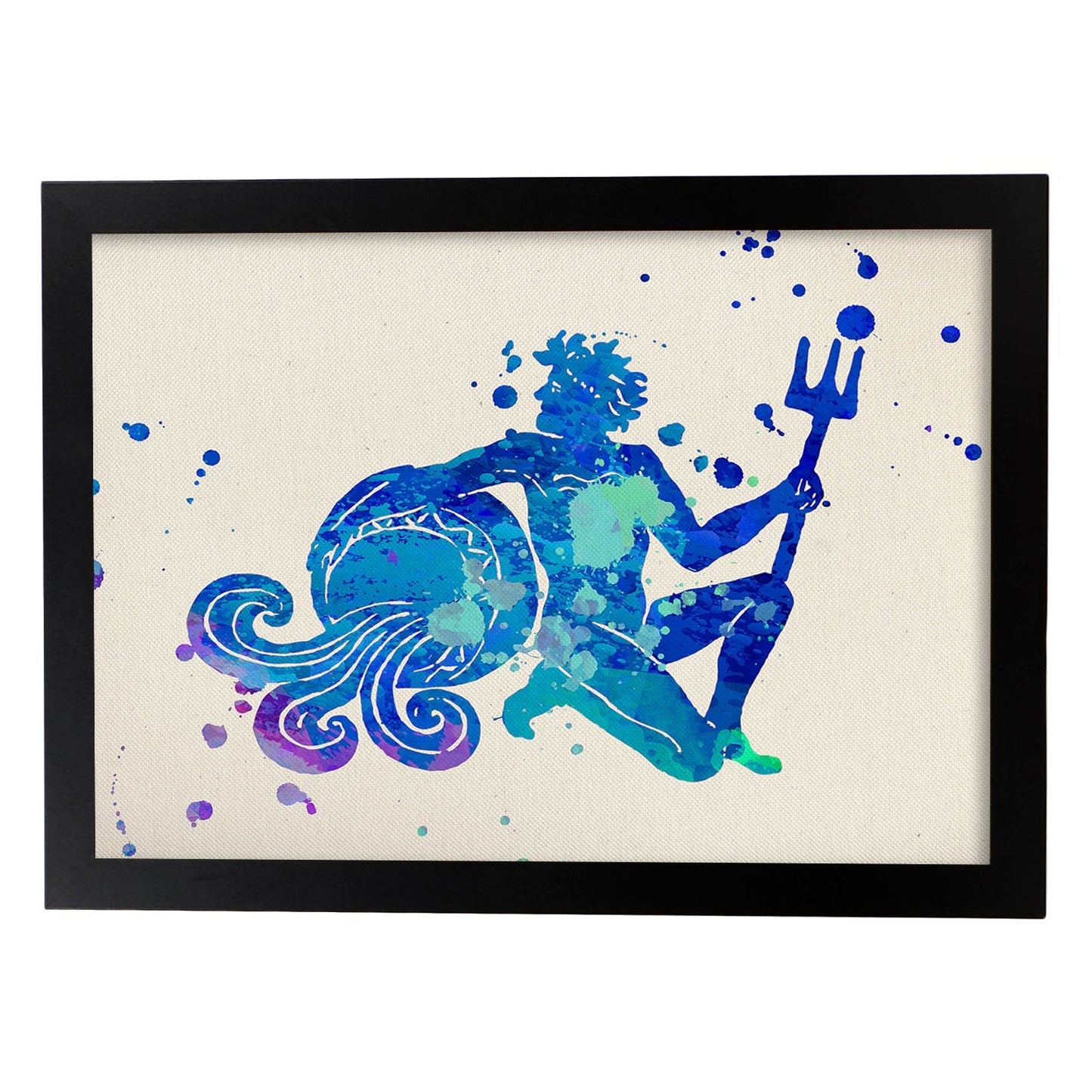 Poster de Acuario a estilo acuarela. Láminas de los símbolos del zodiaco con diseños coloridos de pintura acuarela.-Artwork-Nacnic-A4-Marco Negro-Nacnic Estudio SL