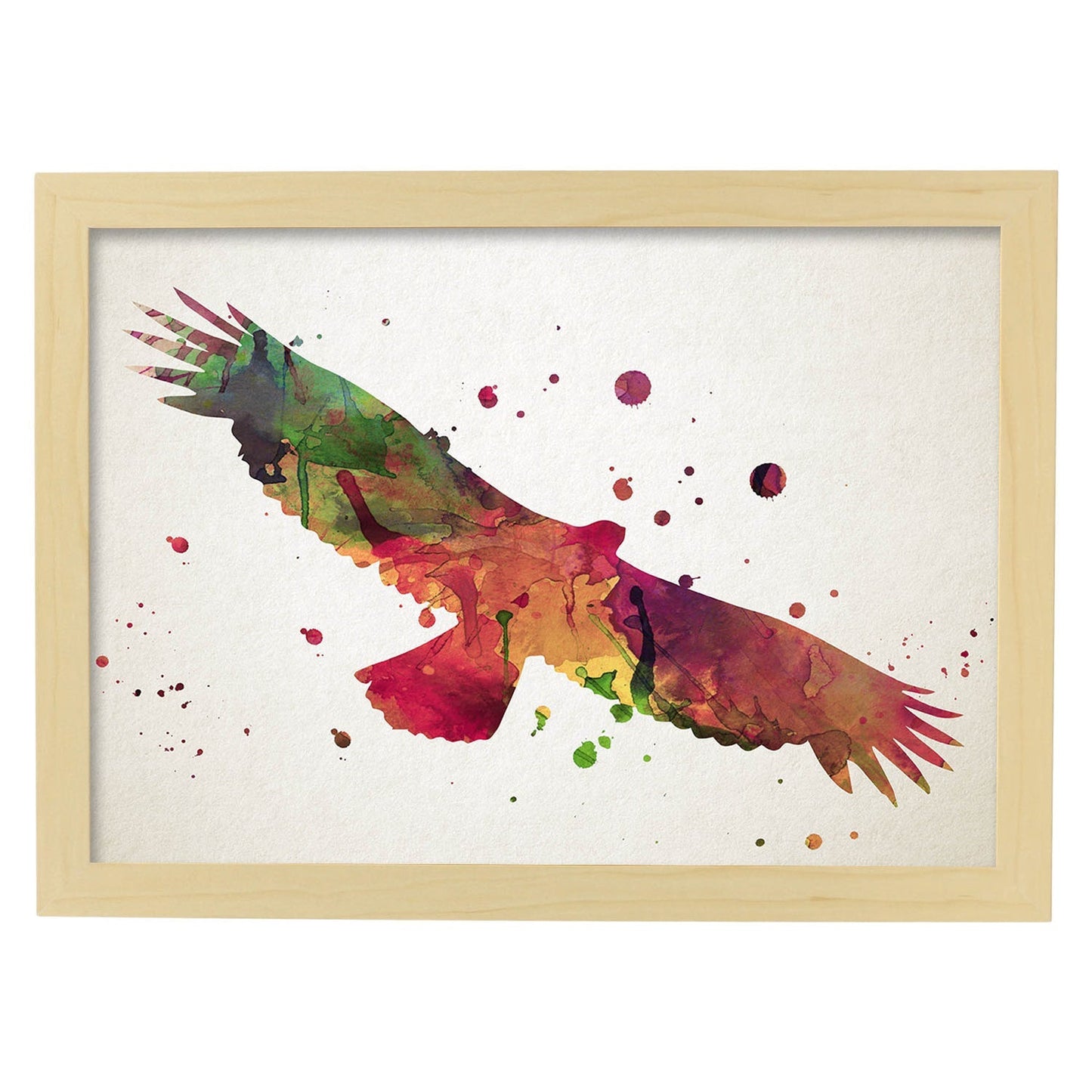 Poster de Aguila estilo acuarela. Láminas de animales con estilo acuarela-Artwork-Nacnic-A3-Marco Madera clara-Nacnic Estudio SL