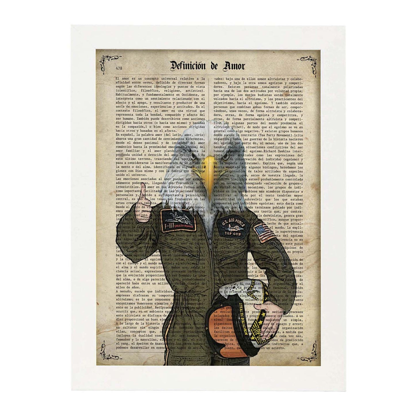 Poster de Aguila piloto. Láminas de animales con definiciones. Regalo para los amantes de los animales.-Artwork-Nacnic-A3-Marco Blanco-Nacnic Estudio SL