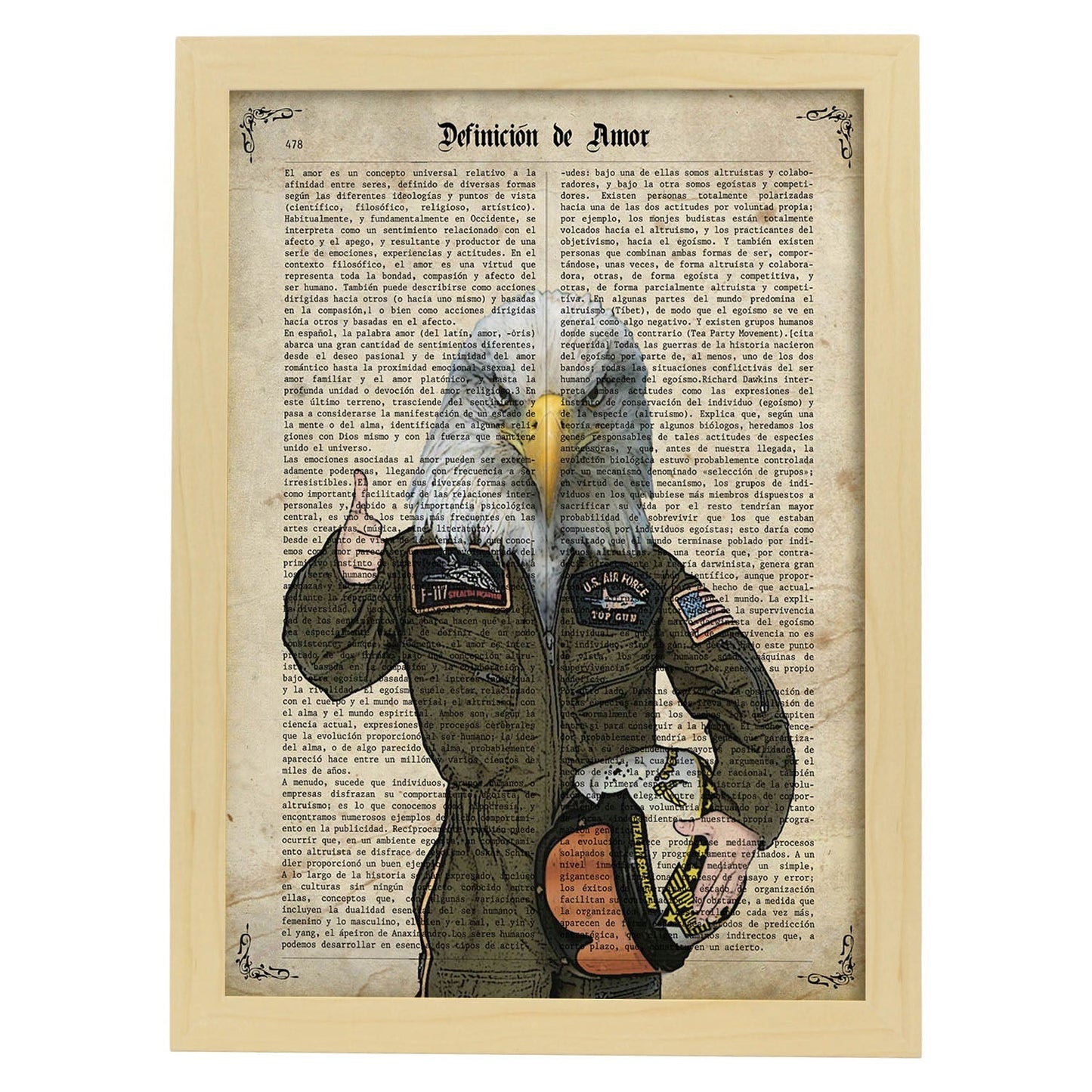 Poster de Aguila piloto. Láminas de animales con definiciones. Regalo para los amantes de los animales.-Artwork-Nacnic-A4-Marco Madera clara-Nacnic Estudio SL