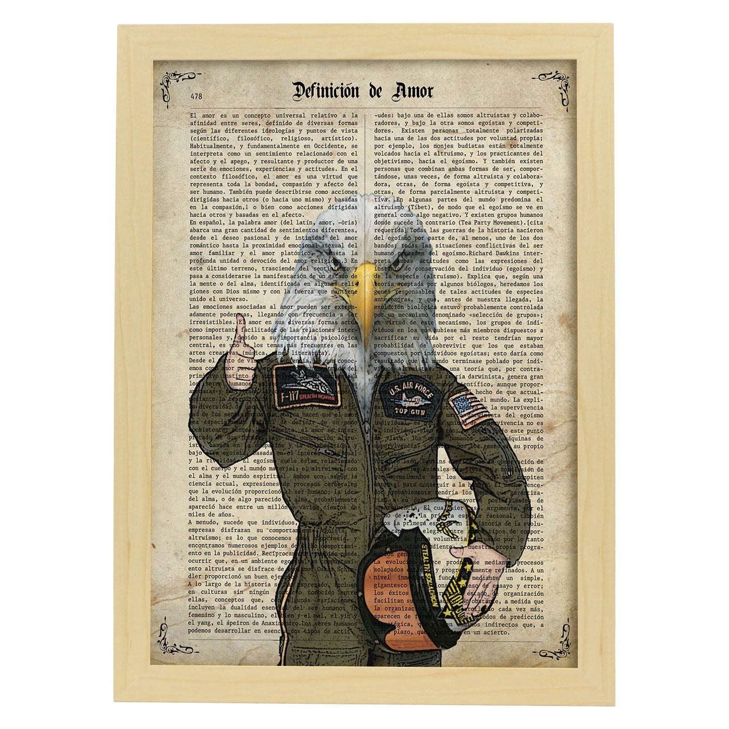 Poster de Aguila piloto. Láminas de animales con definiciones. Regalo para los amantes de los animales.-Artwork-Nacnic-A4-Marco Madera clara-Nacnic Estudio SL