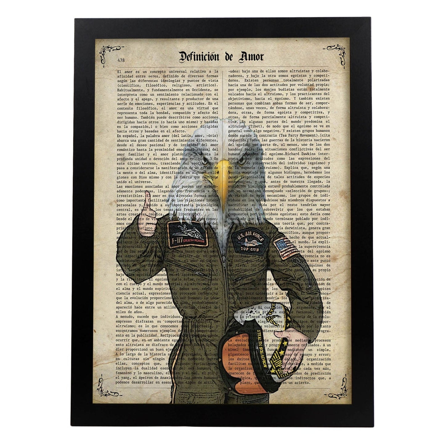 Poster de Aguila piloto. Láminas de animales con definiciones. Regalo para los amantes de los animales.-Artwork-Nacnic-A4-Marco Negro-Nacnic Estudio SL