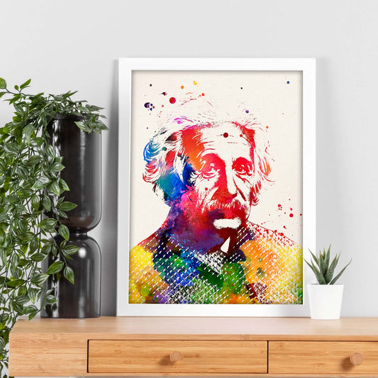 Poster de Albert Einstein con diseño acuarela. Mix de láminas con estilo acuarela-Artwork-Nacnic-Nacnic Estudio SL
