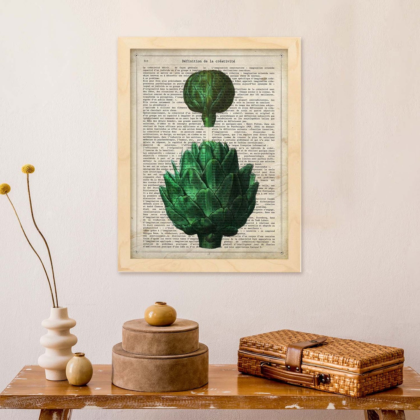 Poster de Alcachofas. Láminas de frutas y verduras con definiciones. Ilustraciones de alimentacion vegetariana.-Artwork-Nacnic-Nacnic Estudio SL