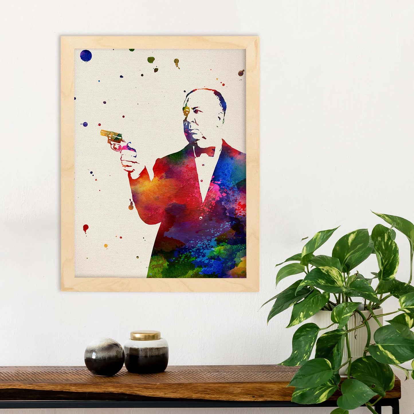 Poster de Alfred Hitchcock con diseño acuarela. Mix de láminas con estilo acuarela-Artwork-Nacnic-Nacnic Estudio SL