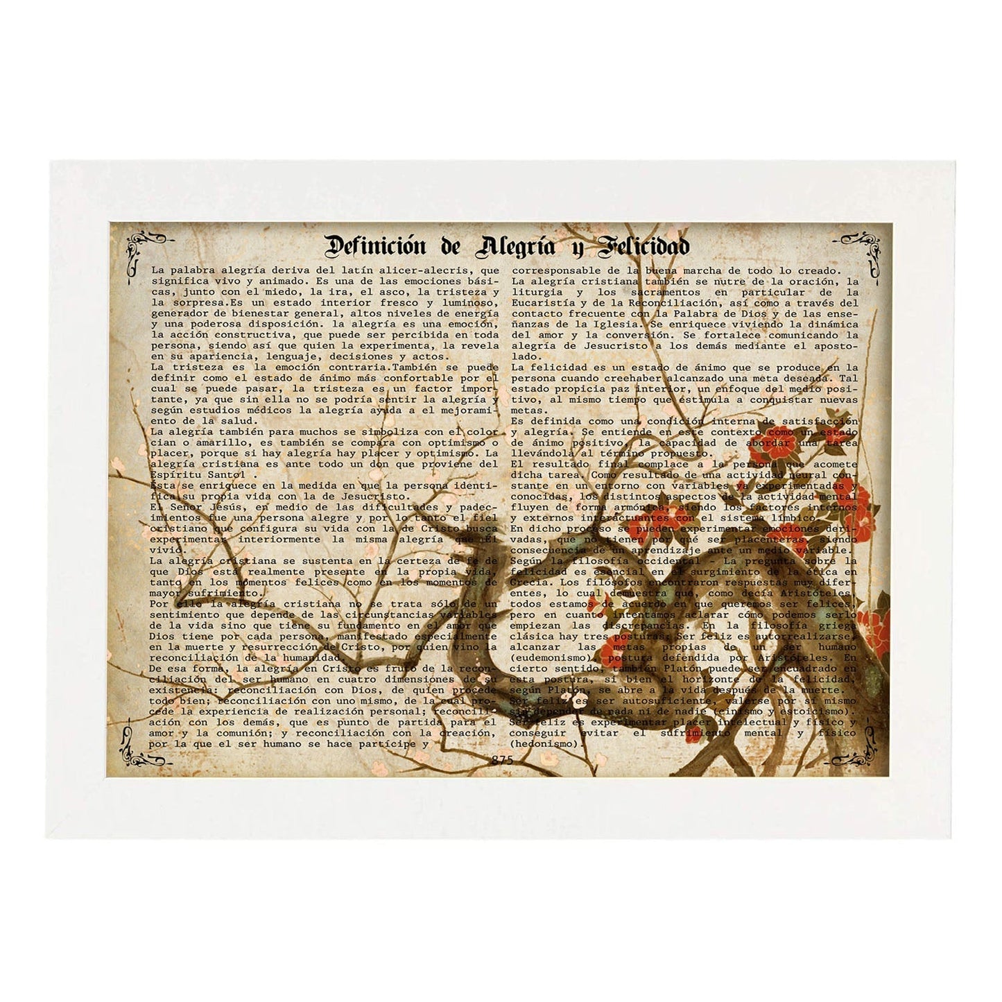 Poster de Almendro. Láminas de geishas. Diseños japoneses con definiciones de la cultura japonesa.-Artwork-Nacnic-A3-Marco Blanco-Nacnic Estudio SL