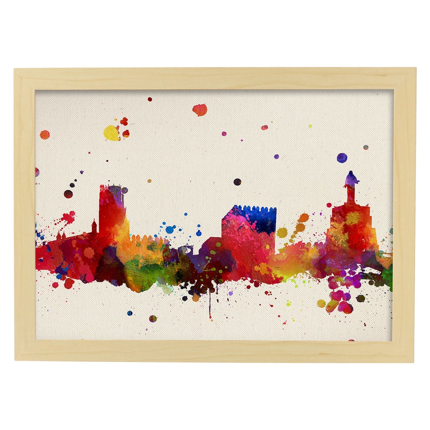 Poster de Almería. Láminas e ilustraciones de ciudades, comunidades, y mapas de España.-Artwork-Nacnic-A3-Marco Madera clara-Nacnic Estudio SL