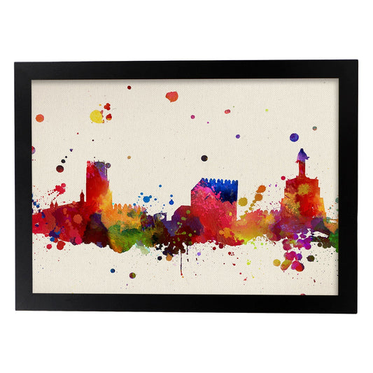 Poster de Almería. Láminas e ilustraciones de ciudades, comunidades, y mapas de España.-Artwork-Nacnic-A4-Marco Negro-Nacnic Estudio SL