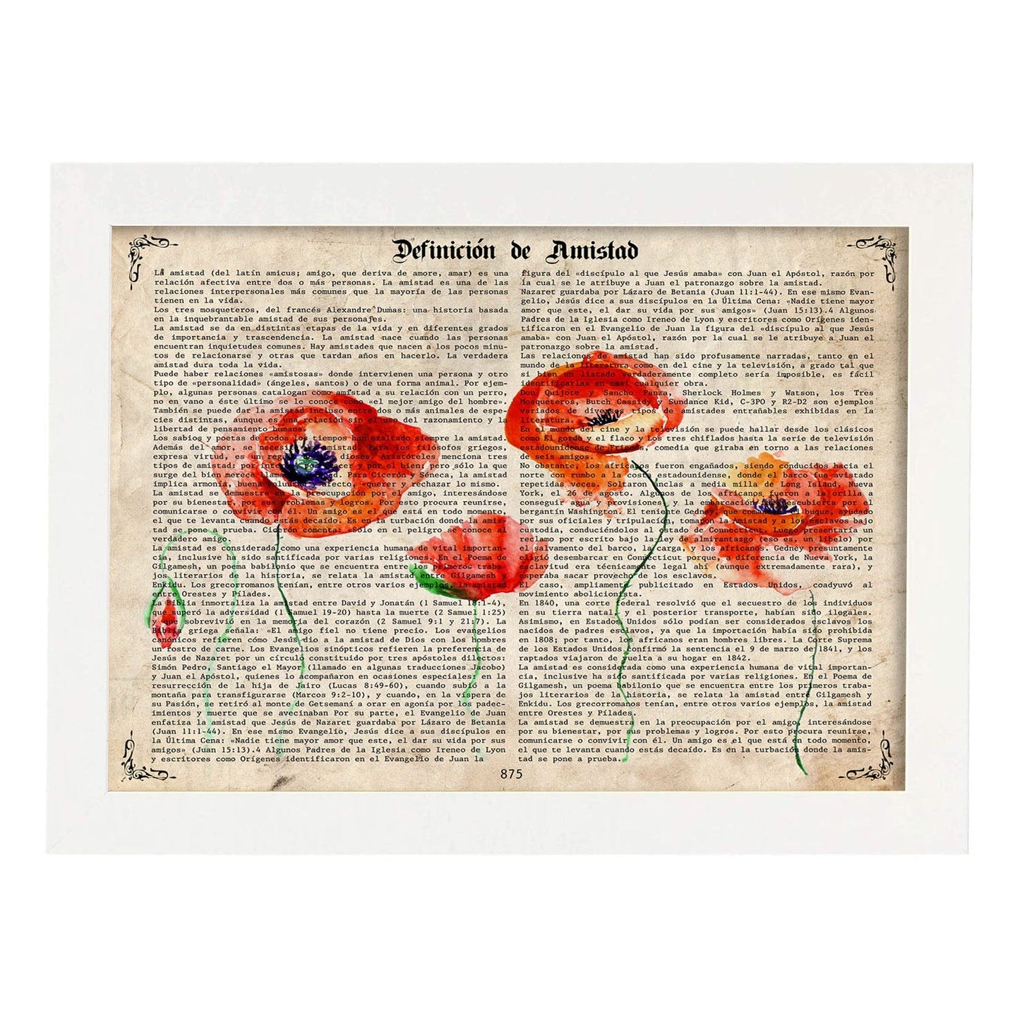 Poster de amapolas. Láminas de flores diseñadas con estilo antiguo. Diseño de botánica y plantas.-Artwork-Nacnic-A3-Marco Blanco-Nacnic Estudio SL