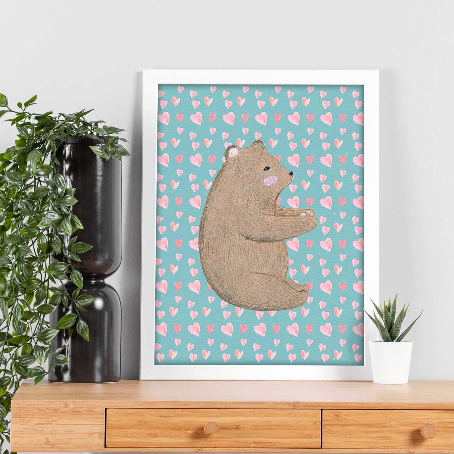 Poster de animales con fondos coloridos. Lámina Osito bebe, con ilustraciones de animales.-Artwork-Nacnic-Nacnic Estudio SL