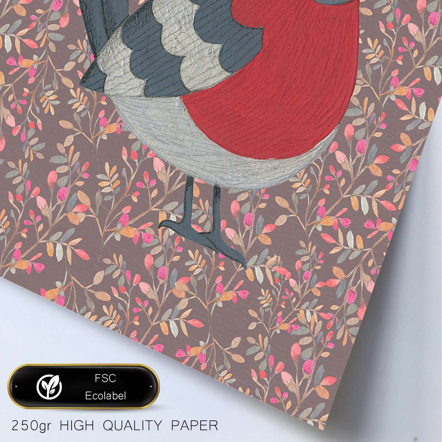 Poster de animales con fondos coloridos. Lámina Pajarito en otoño, con ilustraciones de animales.-Artwork-Nacnic-Nacnic Estudio SL