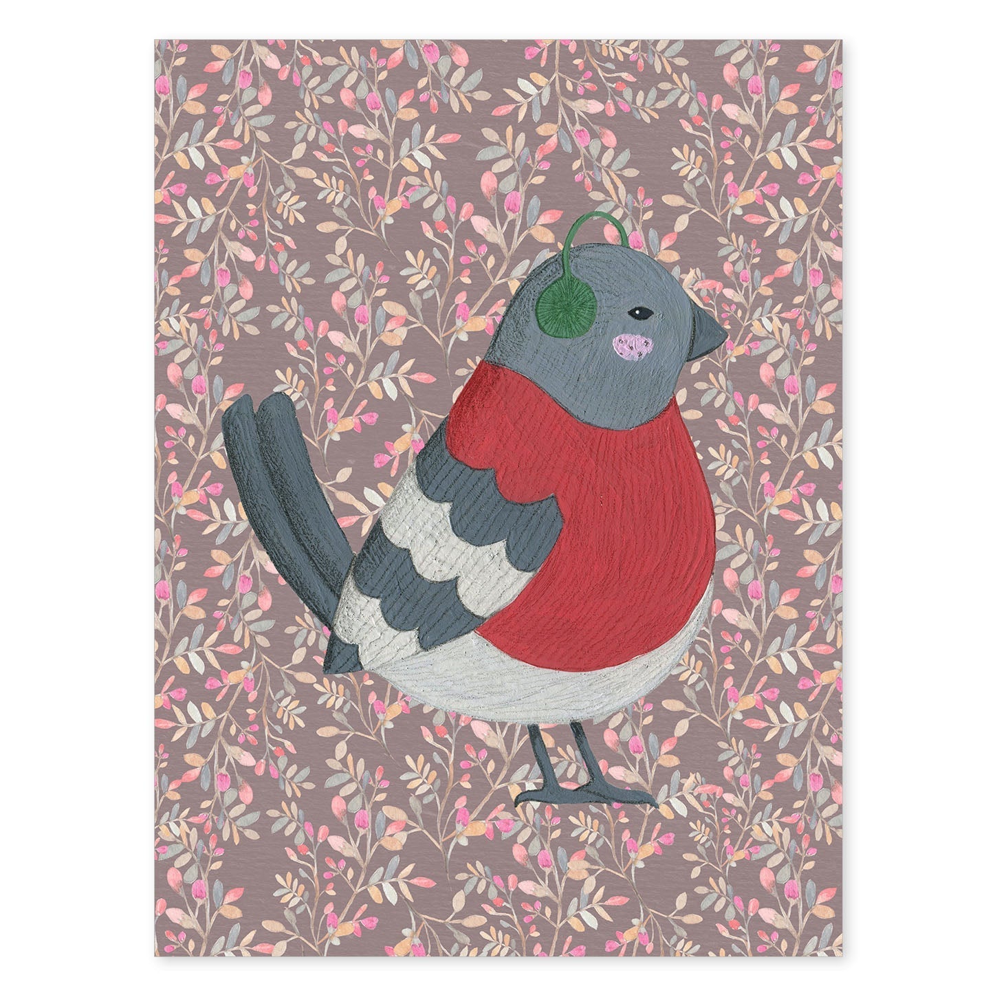 Poster de animales con fondos coloridos. Lámina Pajarito en otoño, con ilustraciones de animales.-Artwork-Nacnic-A4-Sin marco-Nacnic Estudio SL