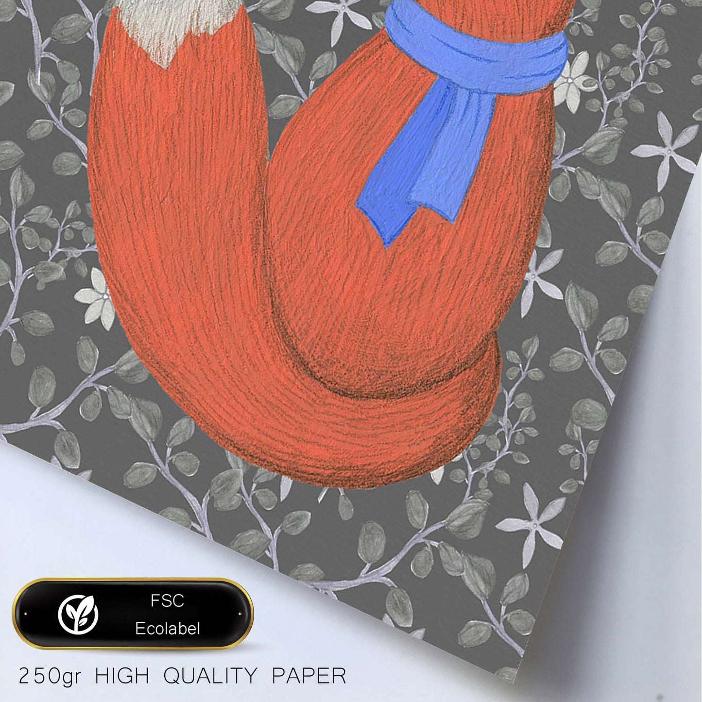 Poster de animales con fondos coloridos. Lámina Zorrito con bufanda, con ilustraciones de animales.-Artwork-Nacnic-Nacnic Estudio SL