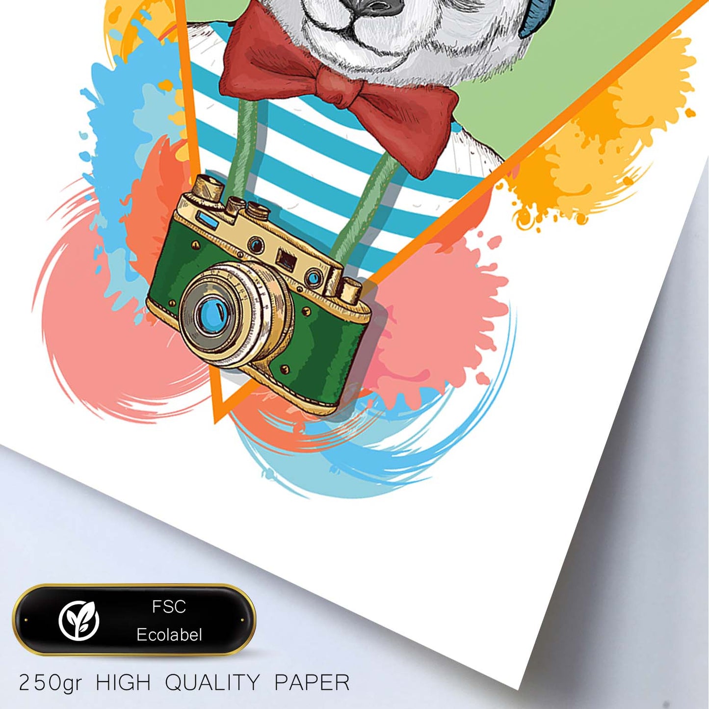 Poster de animales. Lámina Panda turista. Colección mix de animales coloridos para-Artwork-Nacnic-Nacnic Estudio SL