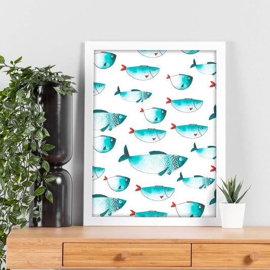 Poster de animales. Lámina Peces mil. Colección mix de animales coloridos para-Artwork-Nacnic-Nacnic Estudio SL