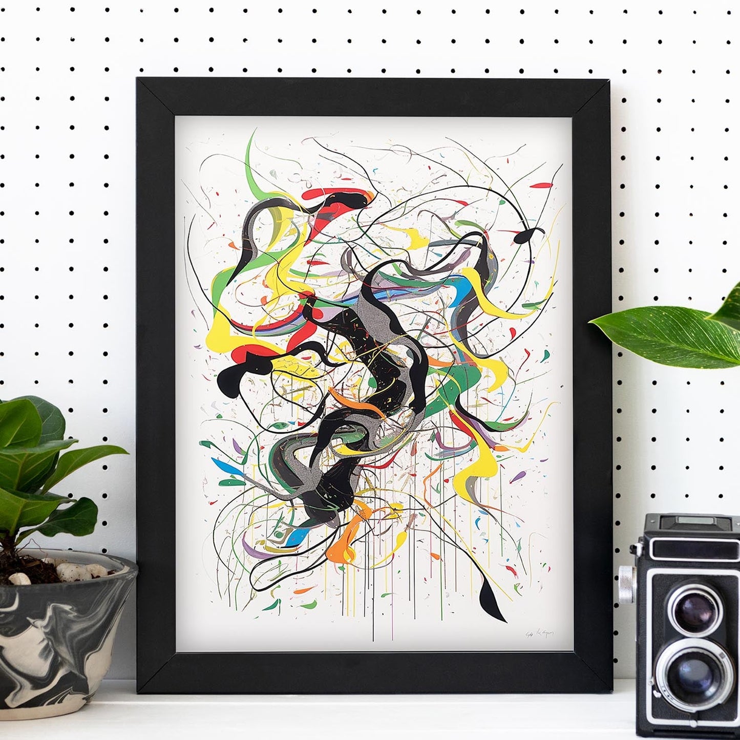 Póster Abstracto de Árbol con Líneas Curvas de Wu Gu