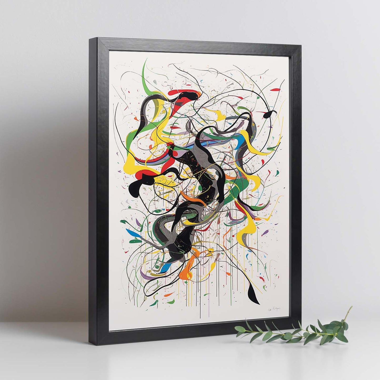 Póster Abstracto de Árbol con Líneas Curvas de Wu Gu