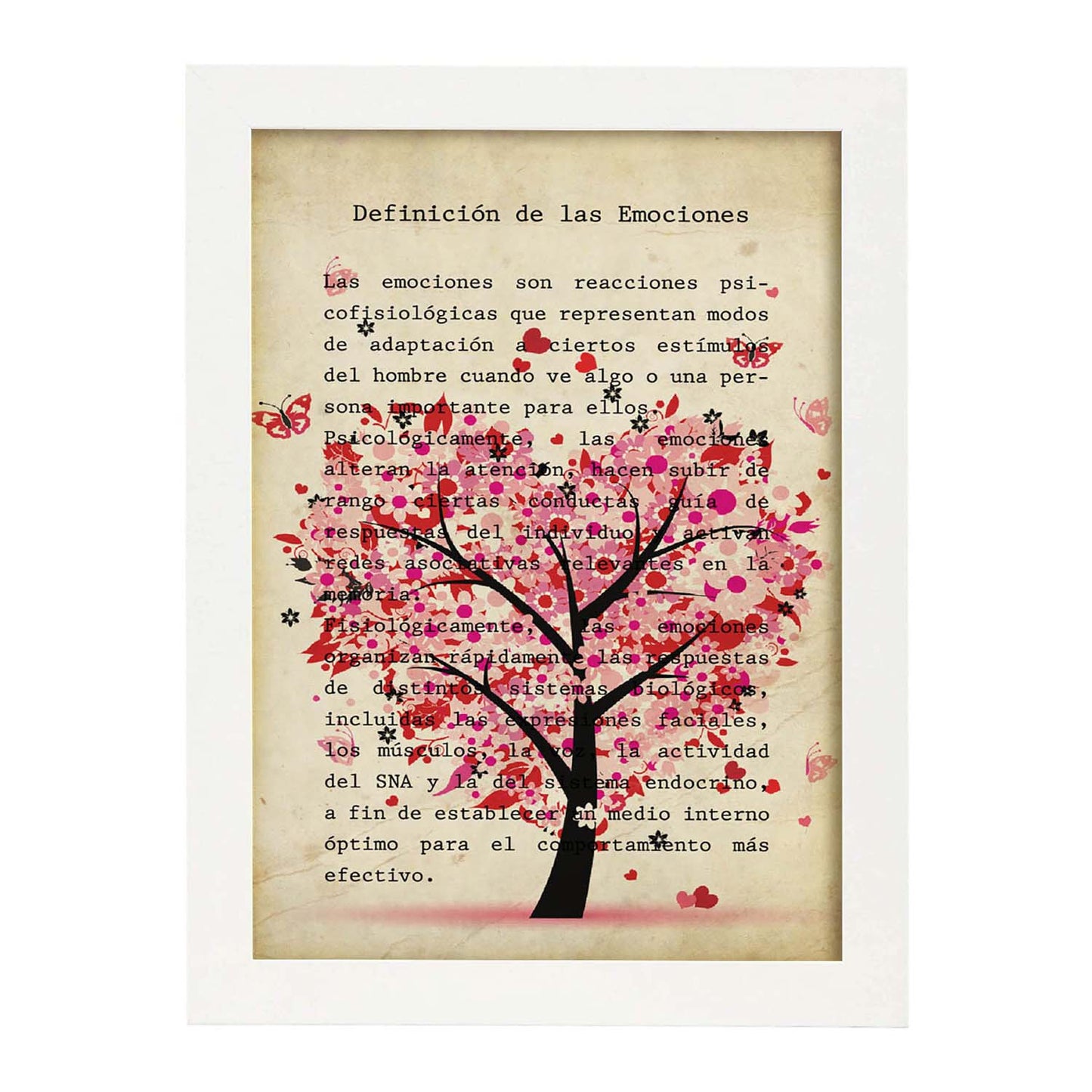 Poster de Arbol corazon rosa. Láminas románticas de amor con definiciones. Ilustraciones para tu pareja, familia, mujer, ...-Artwork-Nacnic-Nacnic Estudio SL